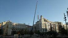Desmontaje gra torre, Plaza Espaa (Zaragoza)